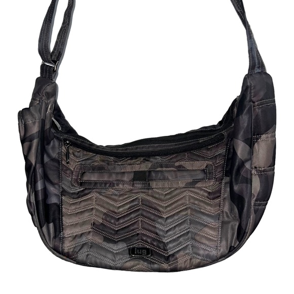 Lug Boomerang Charcoal-Gray Camo Print Crossbody Sling Freestyle Bag AS IS - Picture 15 of 16